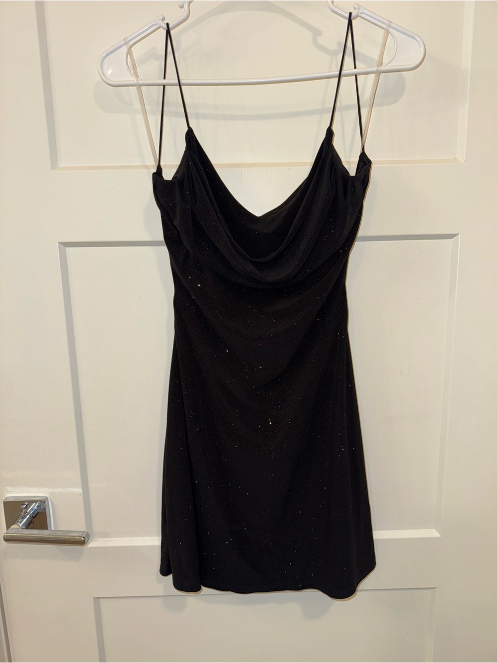 Windsor Black Sparkle Cowl Mini Dress